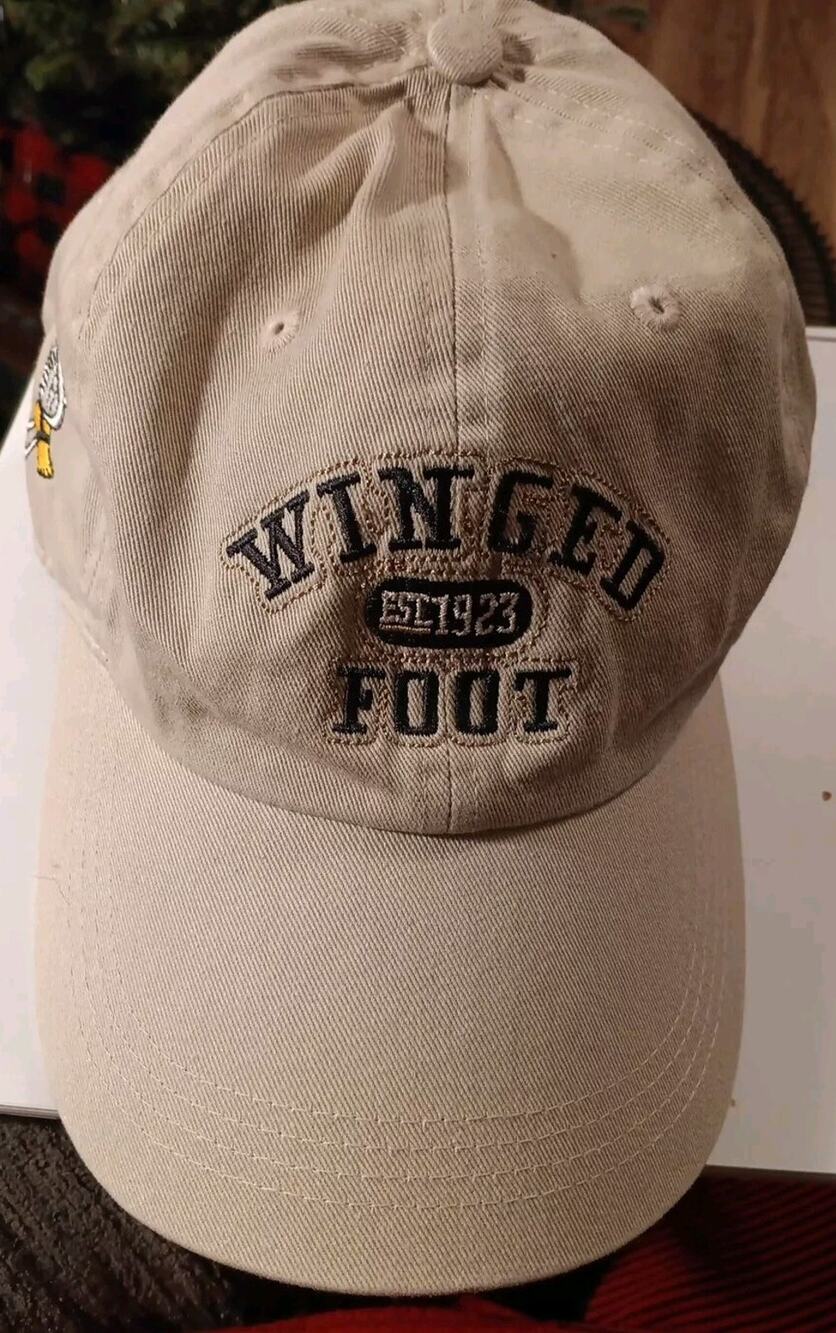 Slightly Used Unique Closure Winged Foot Ahead Vintage Classic Cut Golf Cap Hat